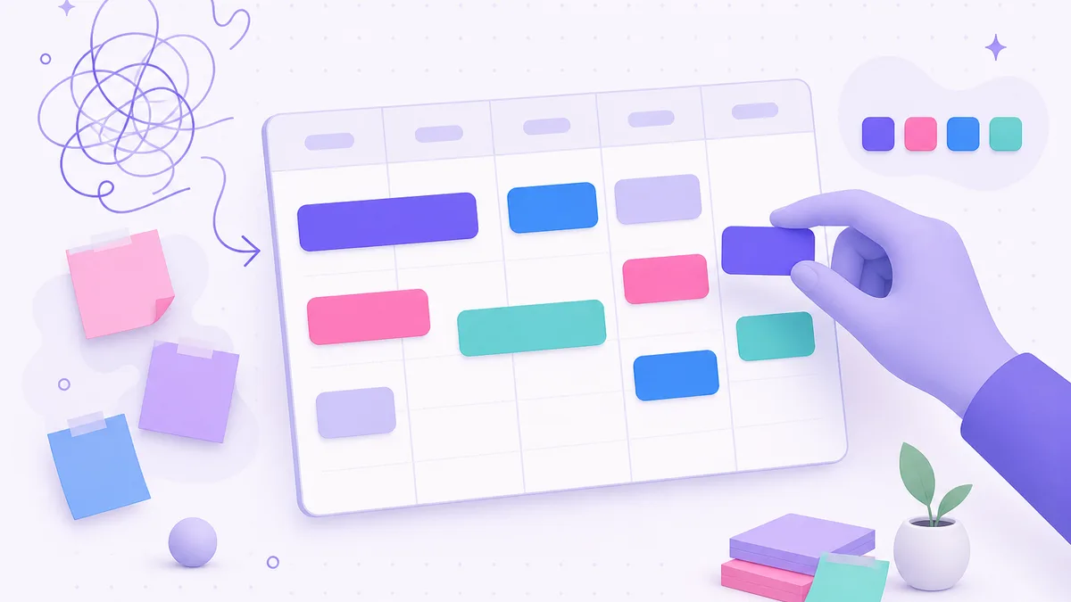 Illustration: turning mental chaos into an organized weekly calendar